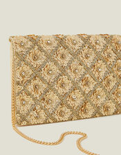 Tianna Metallic Embellished Clutch Bag, Gold (GOLD), large
