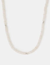 Sterling Silver-Plated Shell Beaded Necklace, , large