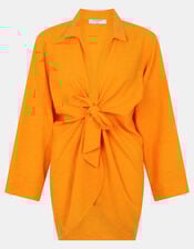 Tie Beach Cover Up Shirt, Orange (ORANGE), large