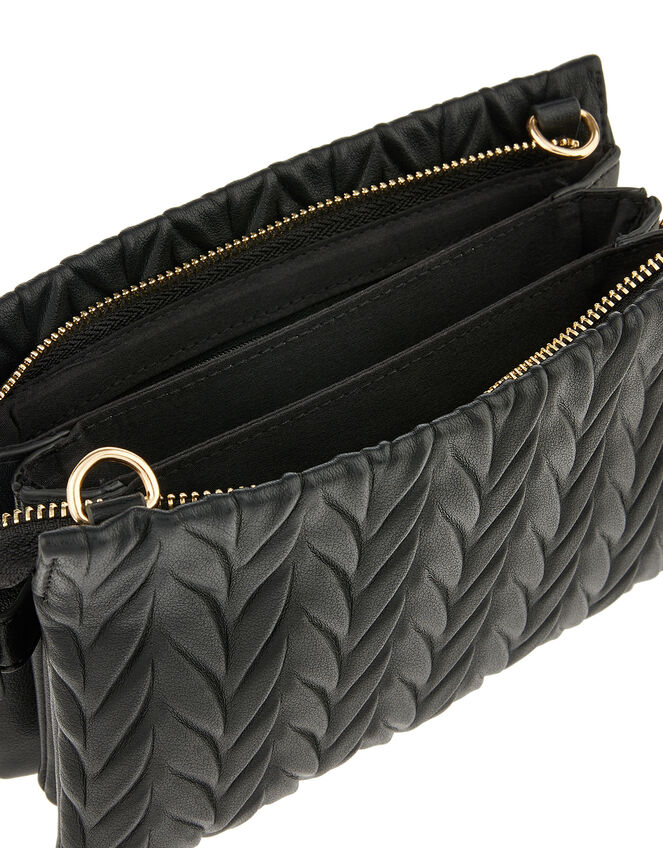 Paige Pleated Cross-Body Bag, Black (BLACK), large