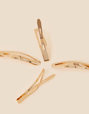 Metal Snap Hair Clips 4 Pack, Gold (GOLD), large