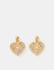 Checkered Heart Drop Earrings, , large