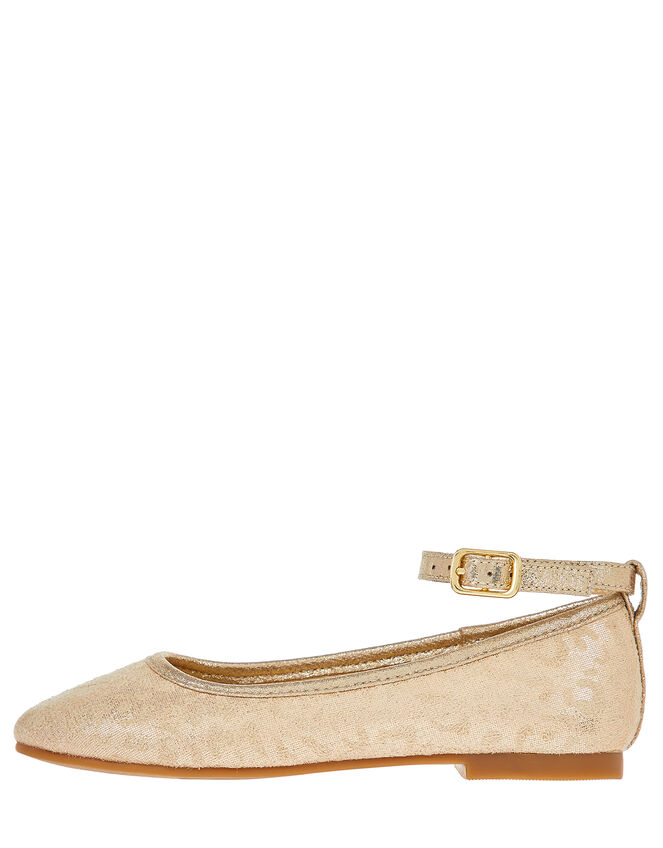 Animal Print Ballet Flats, Gold (GOLD), large