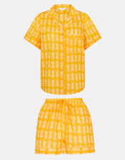 Pineapple Print Short Pyjamas Set, Yellow (YELLOW), large