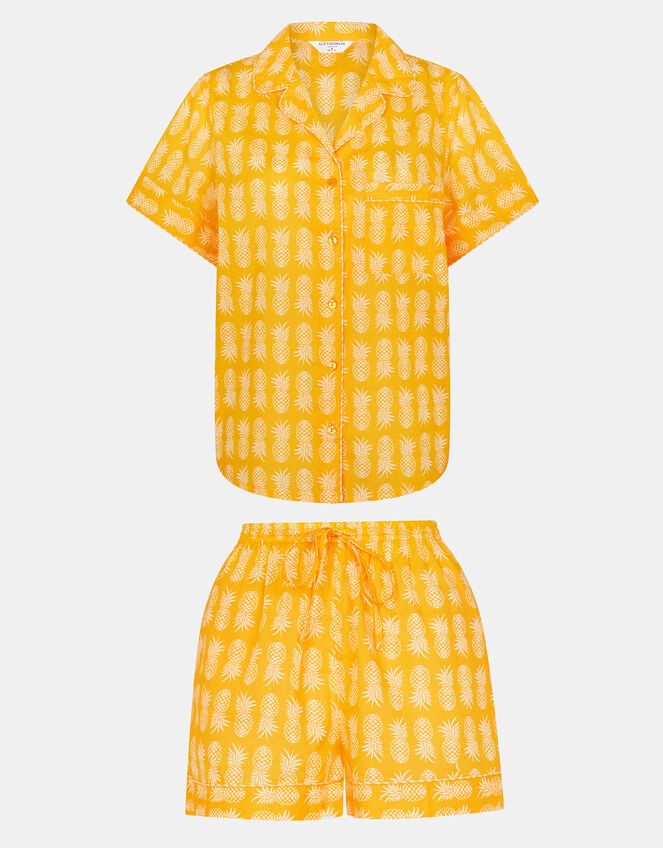 Pineapple Print Short Pyjamas Set, Yellow (YELLOW), large