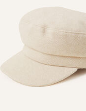 Soft Textured Baker Boy Hat, Natural (NATURAL), large