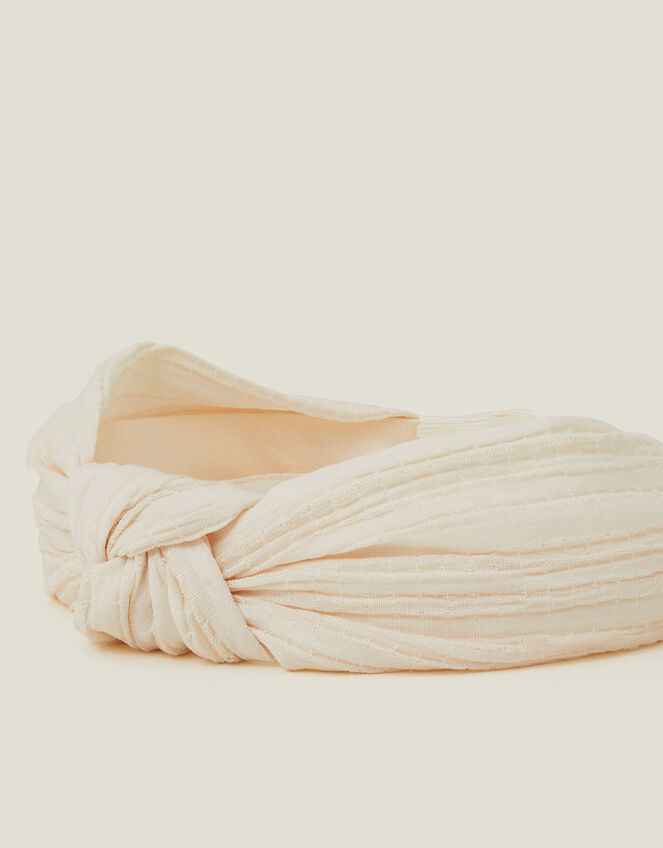 Knot Fabric Headband Cream, , large