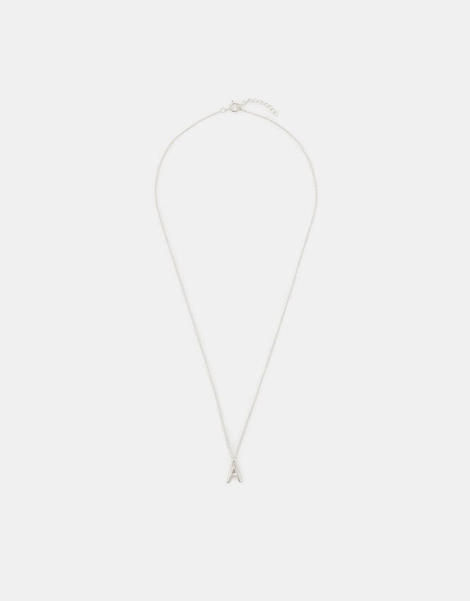 Sterling Silver Initial Pendant Necklace, Silver (ST SILVER), large