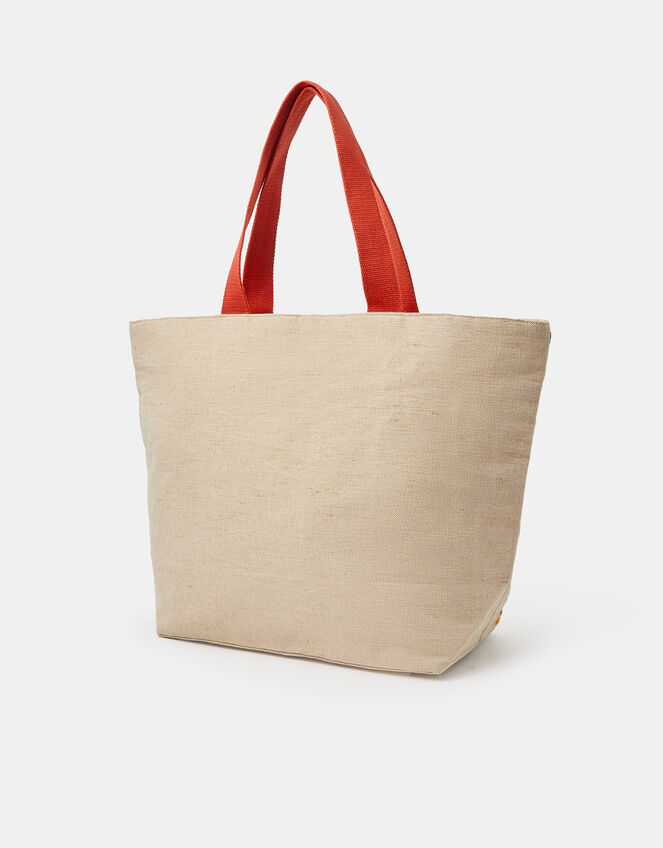 Palm Embroidered Beach Tote Bag, , large