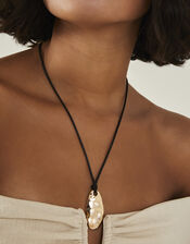 Hammered Teardrop Pendant Cord Necklace, , large