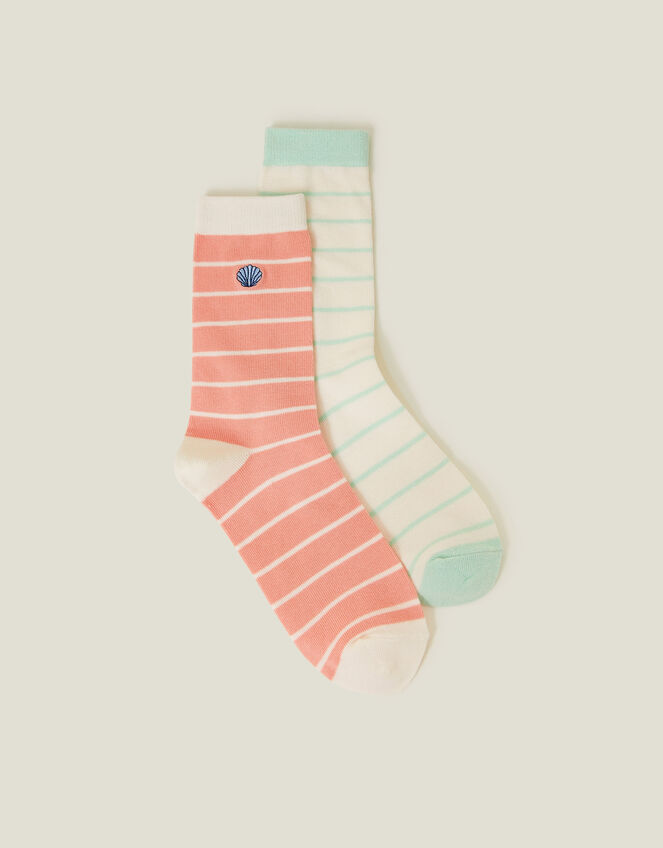 2-Pack Stripey Shell Socks, , large