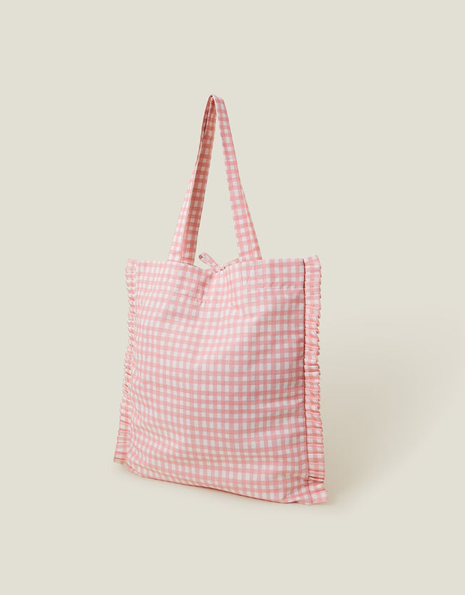Gingham Shopper Bag, , large