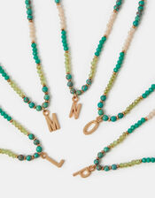 Beaded Initial Pendant Necklace, Blue (TURQUOISE), large