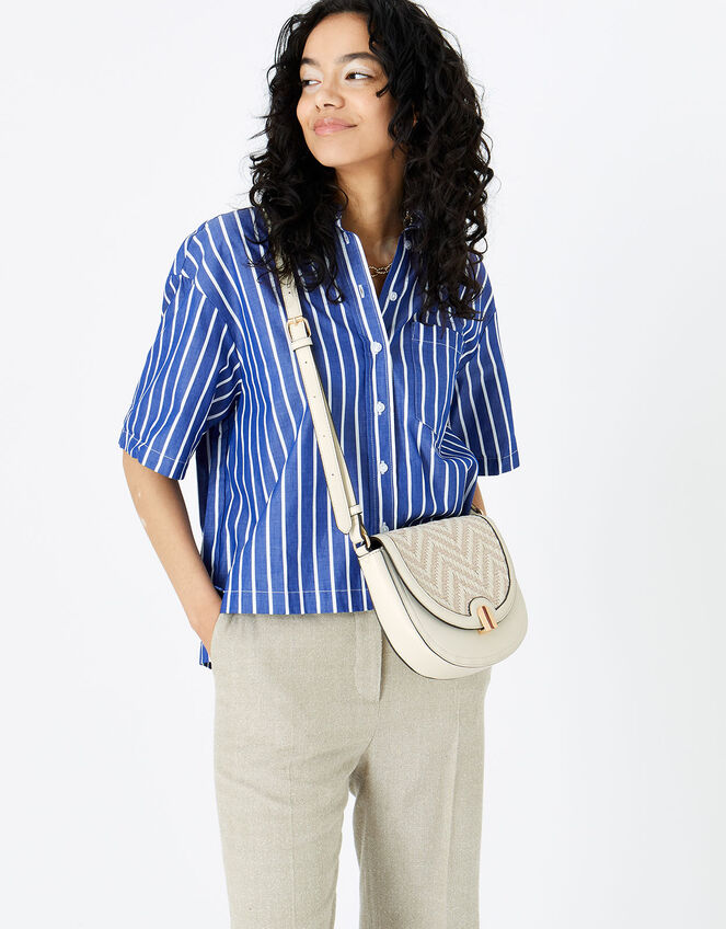 Weave Cross-Body Bag, Cream (CREAM), large