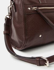 Faux Leather Zip Handbag, , large