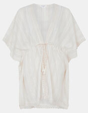 Lace Trim Mini Kaftan, Ivory (IVORY), large
