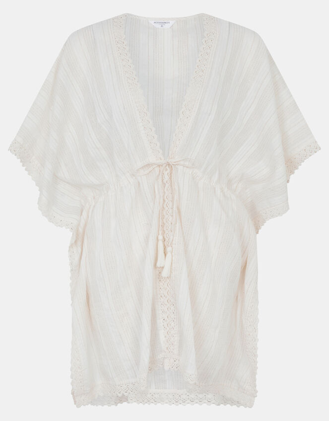 Lace Trim Mini Kaftan, Ivory (IVORY), large