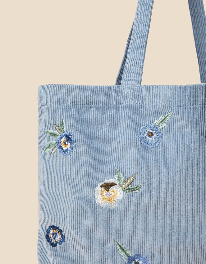 Embroidered Floral Cord Shopper Bag, , large
