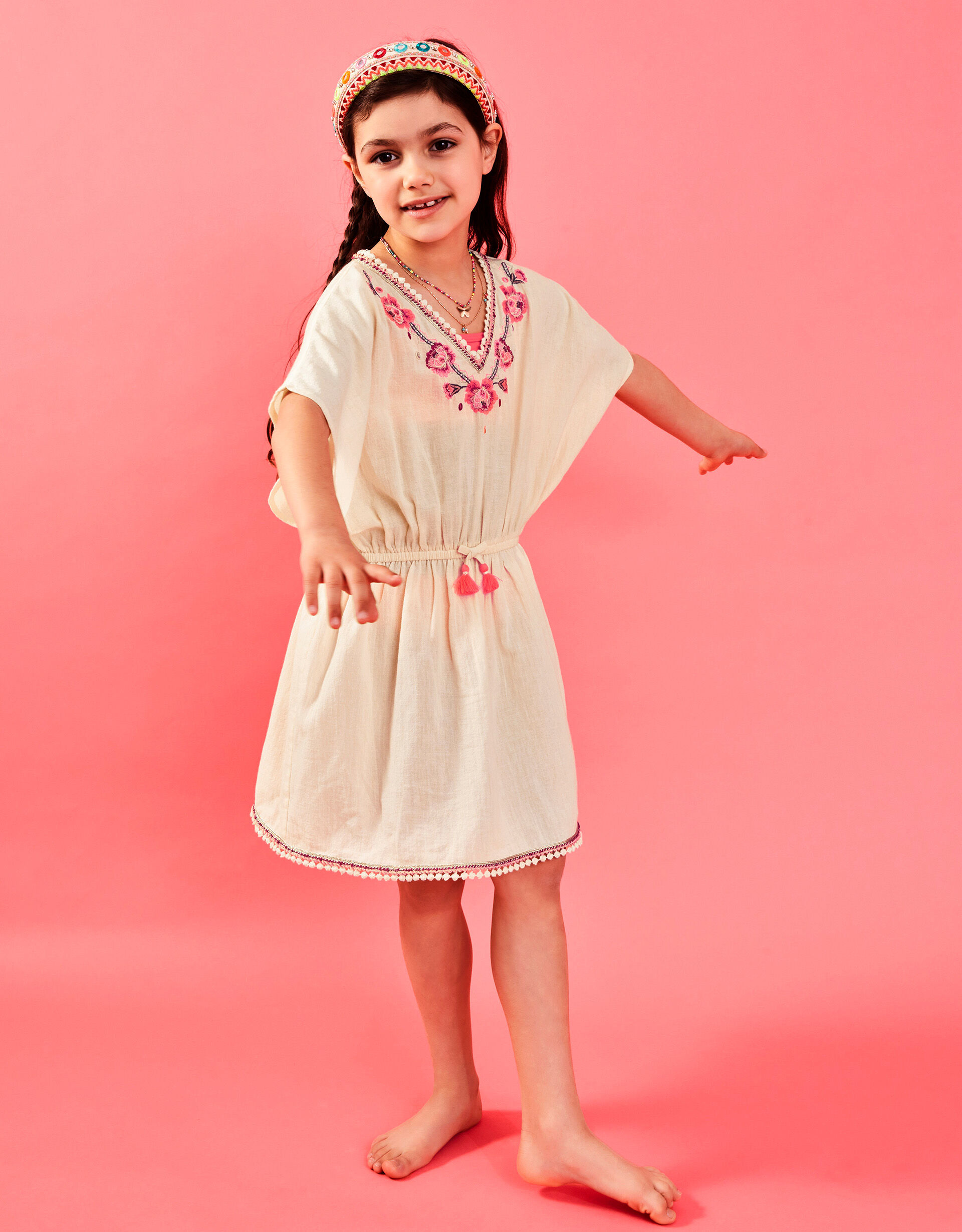 Lara Girls' Beach Kaftan in Mint