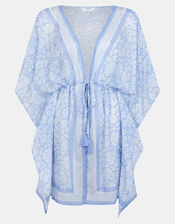 Floral Print Mini Kaftan, Blue (BLUE), large