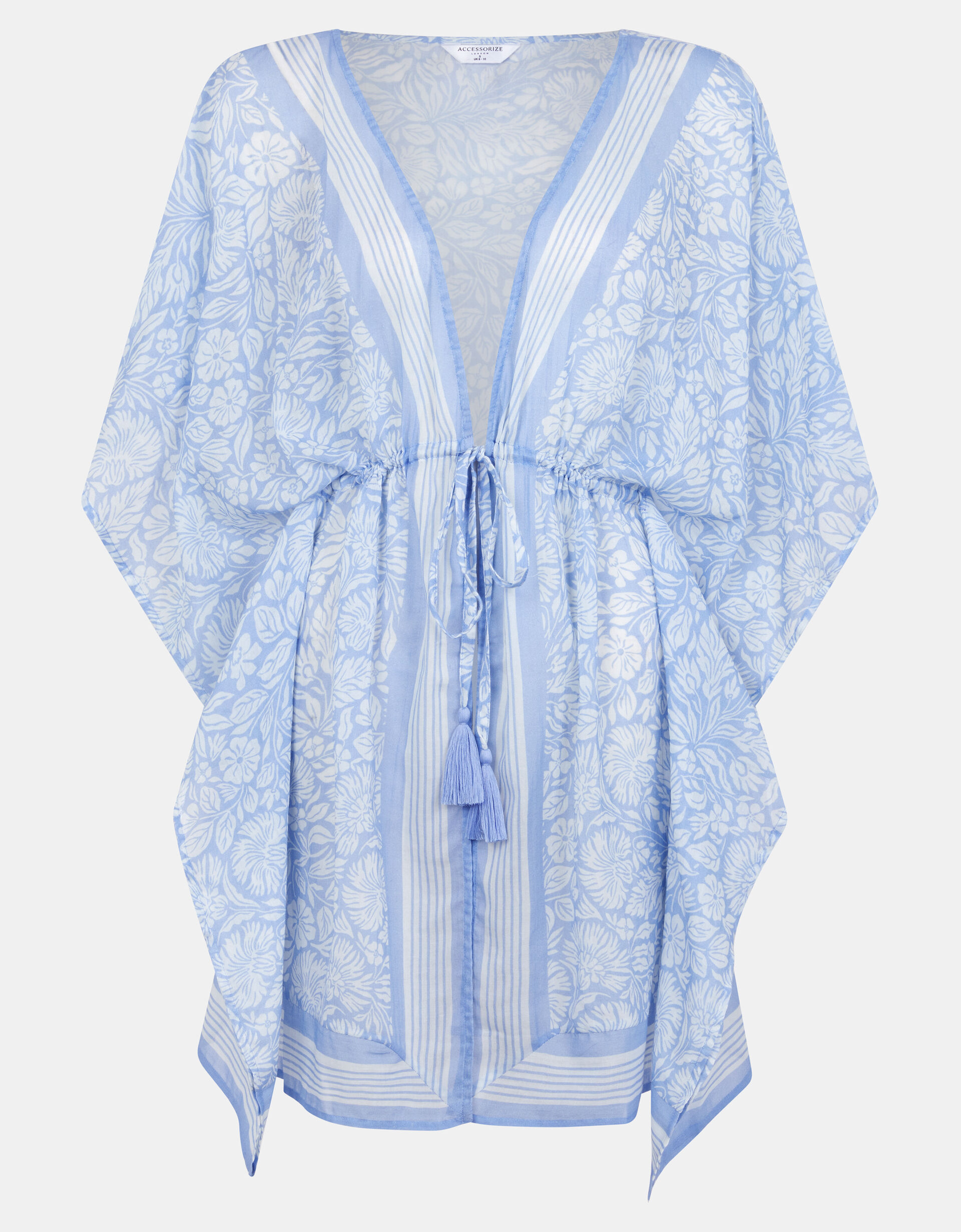 Floral Print Mini Kaftan, Blue (BLUE), large