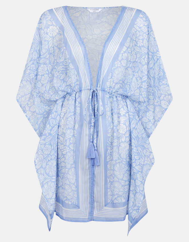 Floral Print Mini Kaftan, Blue (BLUE), large
