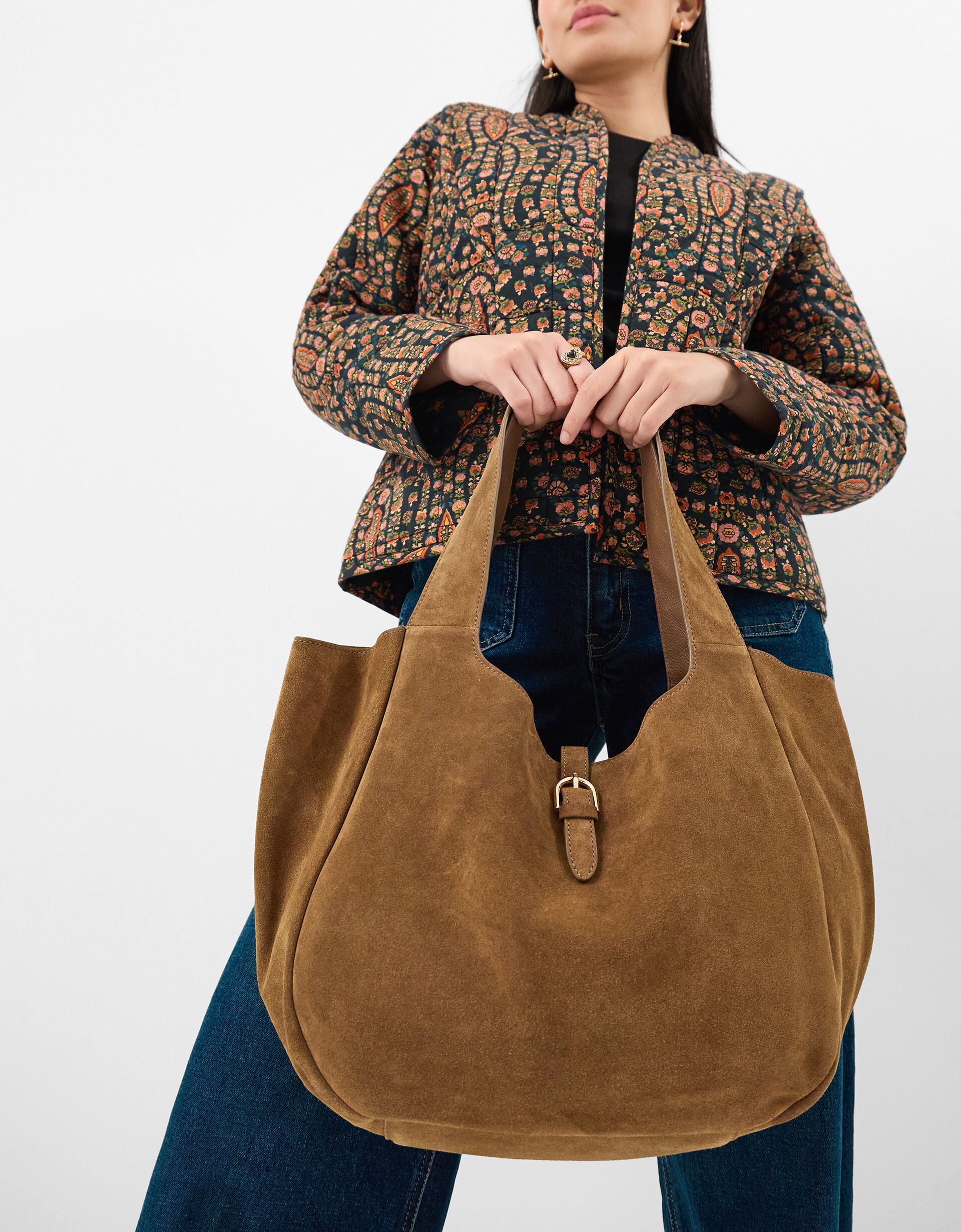 Buckle Tab Suede Shoulder Bag | Leather Bags | Accessorize UK