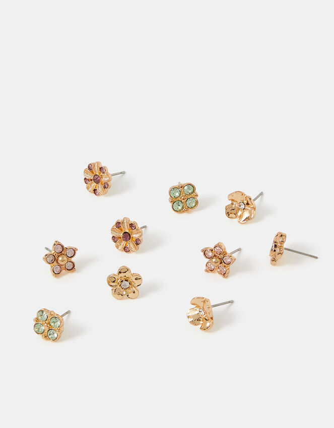 5-Pack Flower Stud Earrings, , large