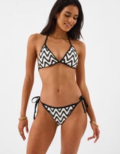 Mono Crochet Triangle Bikini Top, Black (BLACK WHITE), large