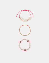 3-Pack Girls Shell Beaded Bracelets, , large