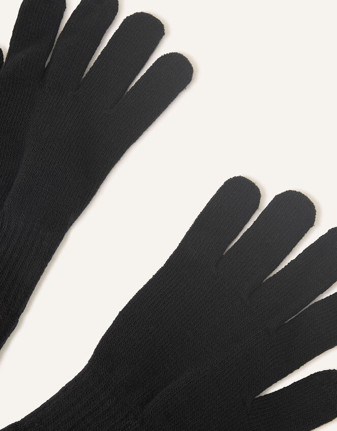 Varsity Stripe Touchscreen Gloves, Black (BLACK), large