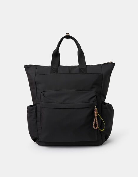 Nylon Top Handle Backpack, Black (BLACK), large
