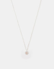 Sterling Silver-Plated Sun Birthstone Necklace, Silver (ST SILVER), large