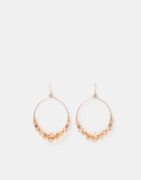 Beaded Wire Hoop Earrings, , large