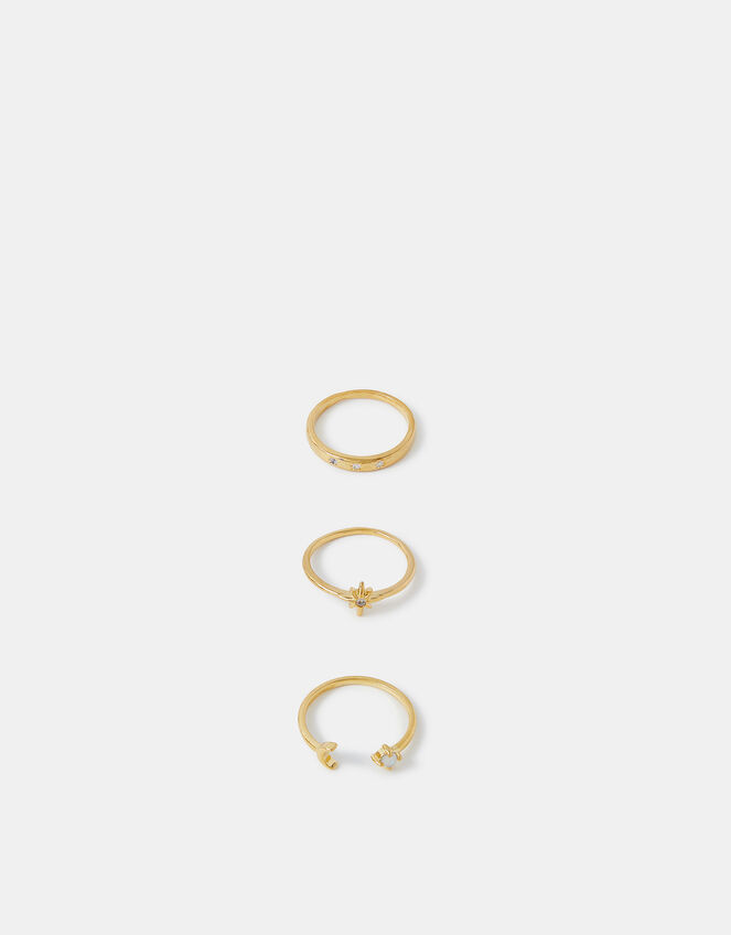 3-Pack 14ct Gold-Plated Celestial Rings, Gold (GOLD), large