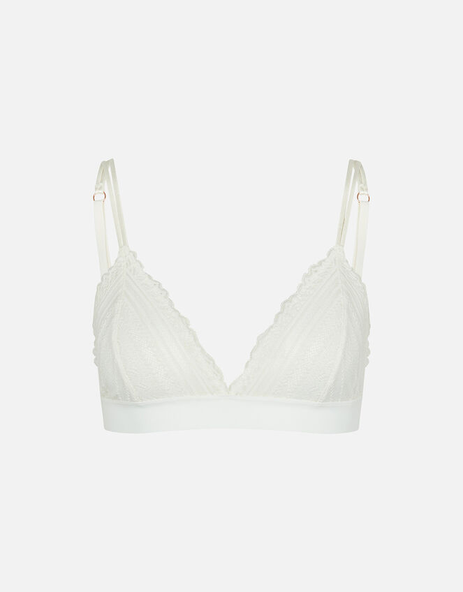 Geometric Lace Bralette, Cream (CREAM), large