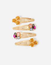 Gem and Floral Hair Clip Set, , large