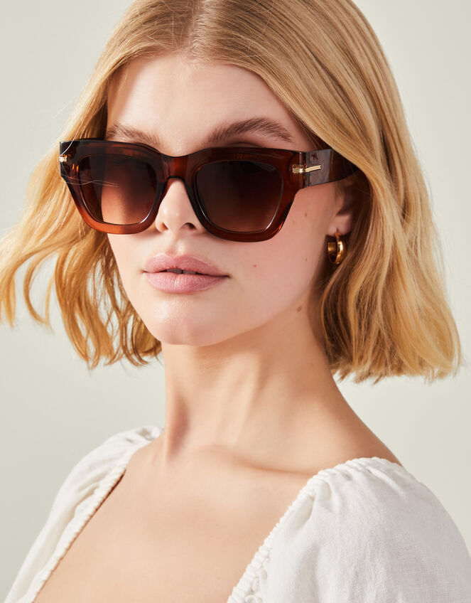 Chunky Square Sunglasses Brown, , large