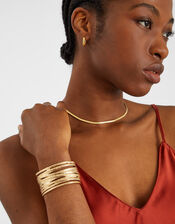 Texture Layered Cuff Bracelet, Gold (GOLD), large