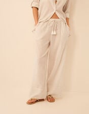 Shimmer Stripe Tassel Trousers, Gold (GOLD), large