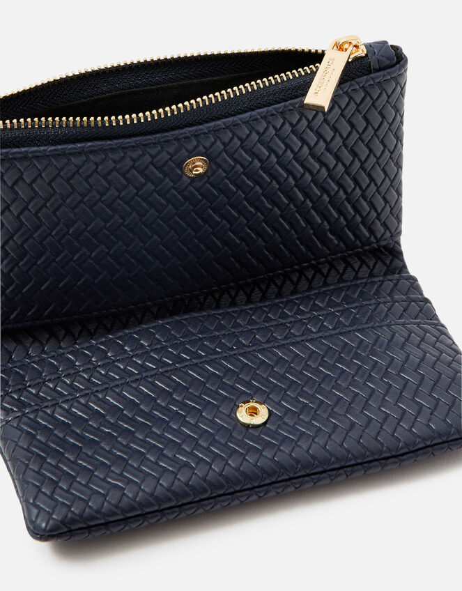 Weave Zip Coin Purse, Blue (NAVY), large
