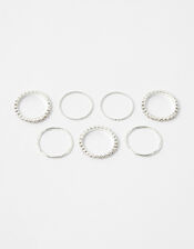 Pave Textured Stacking Ring Set, White (CRYSTAL), large