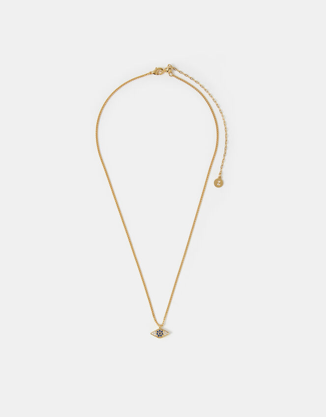 14ct Gold-Plated Evil Eye Charm Necklace, , large
