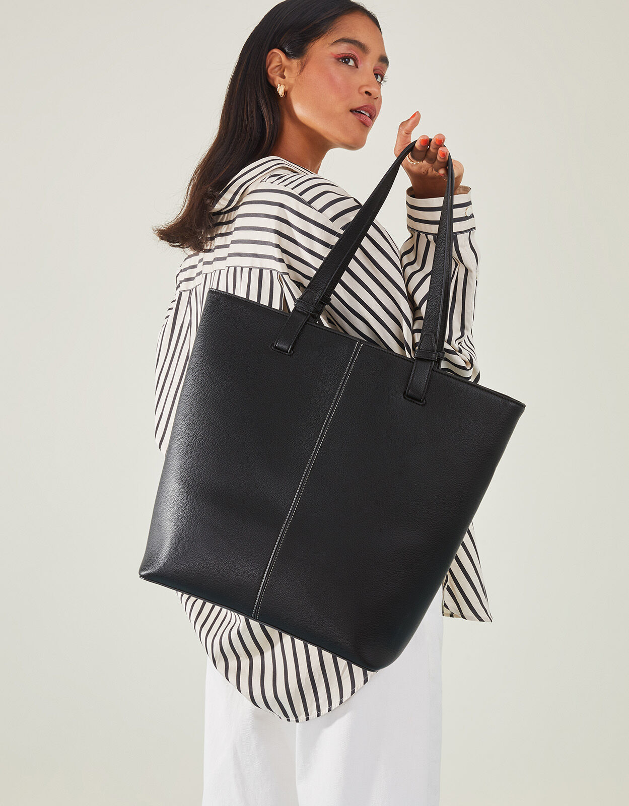 Contrast Stitch Laptop Tote Bag