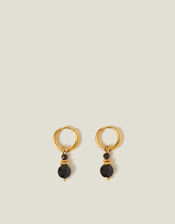 14ct Gold-Plated Bead Drop Huggie Hoop Earrings, , large
