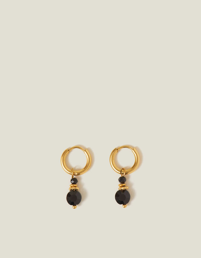 14ct Gold-Plated Bead Drop Huggie Hoop Earrings, , large