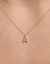 Lab Grown Diamond Pav&eacute; Initial Pendant Necklace 9ct Gold, Gold (GOLD), large