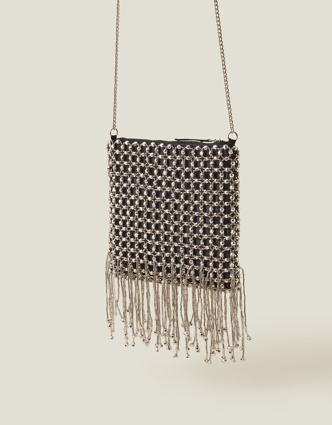 Beaded Fringe Chain Bag, , large