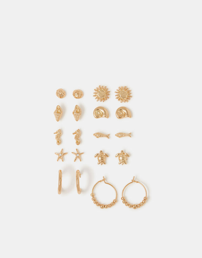 10-Pack Seaside Sunshine Stud & Hoop Earrings, , large