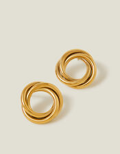 14ct Gold-Plated Stainless Steel Round Twist Stud Earrings, , large